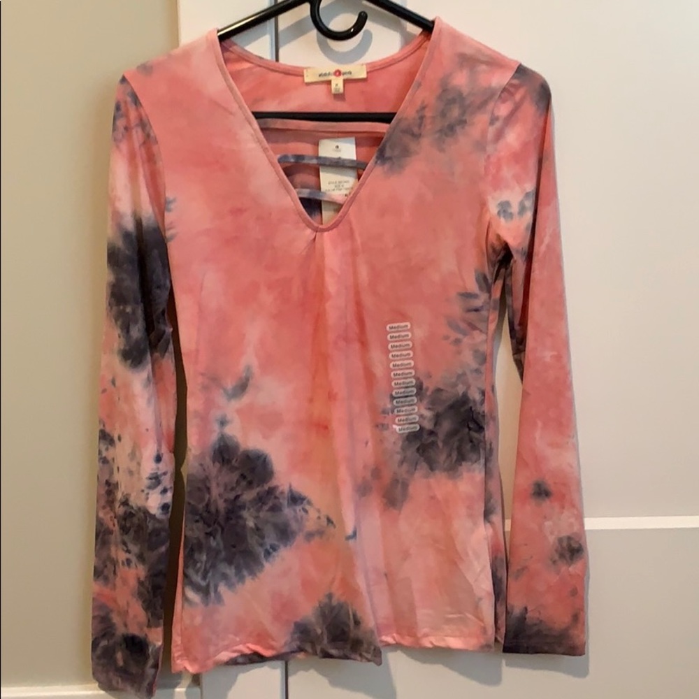 pink tie dye long sleeved shirt